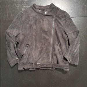 David Lerner Black Faux Suede Moto Jacket | Women’s Size L